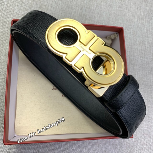 菲拉格慕專櫃款男士皮帶 Ferragamo雙面牛皮紋理腰帶  jjp2810